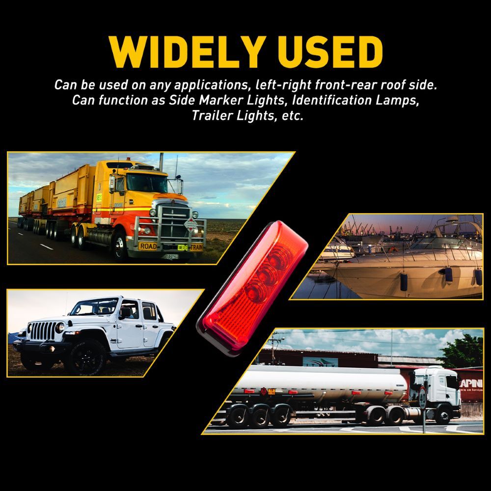 3 LED Red Side Light Marker for RVs, Trucks, and Trailers - Waterproof (B-)