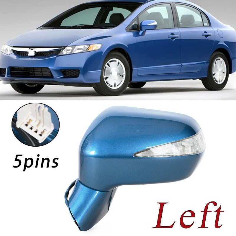 Left blue rearview mirror, Assy LED, 5-pin, suitable for Honda for Civic FA1 FD1 FD2 2006-2011