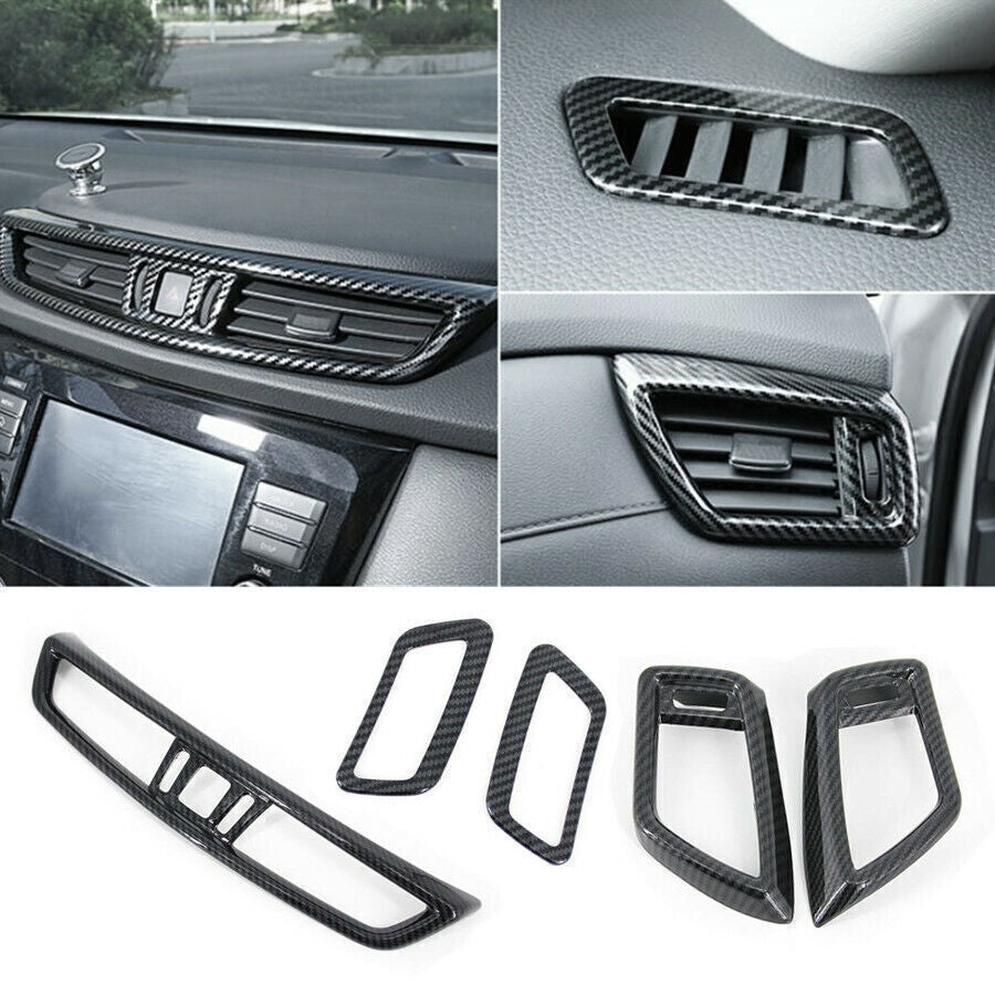 for Nissan Rogue Sport 17-2022 Carbon Fiber Dashboard Air Vent Outlet Cover Trim
