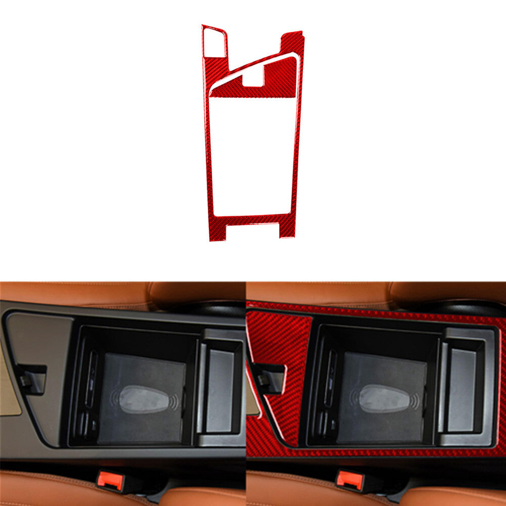 Red Carbon Fiber Armrest Storage Box Cover Trim for Alfa Romeo Giulia 2017-2019