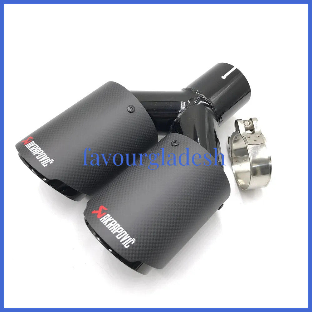 1PCS ID:2.5 (63mm) OD:4.5 (114mm) Akrapovic Carbon Fiber Exhaust Tip Dual Pipe