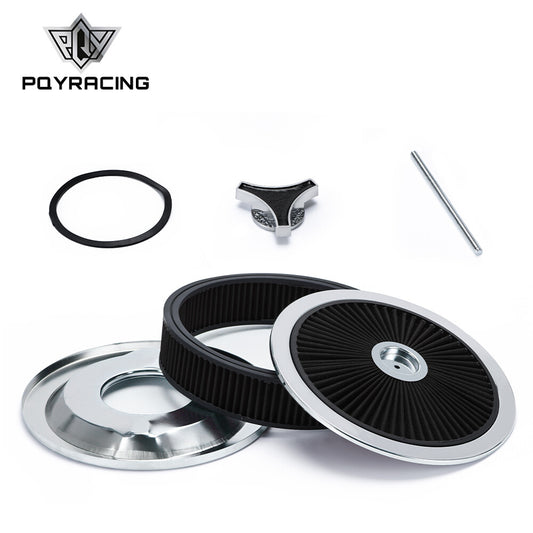14 X 3 Black Round High Flow Thru Washable Air Cleaner Drop Base For Chevry GM