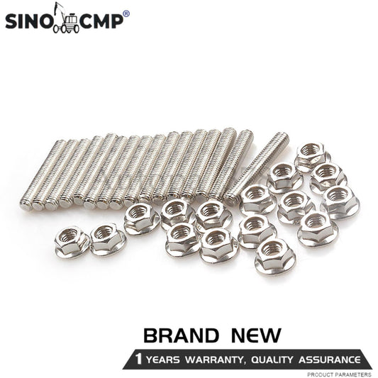 16pcs Stainless Steel Exhaust Manifold Stud Nuts Kit for Ford 4.6 5.4 Liter V8