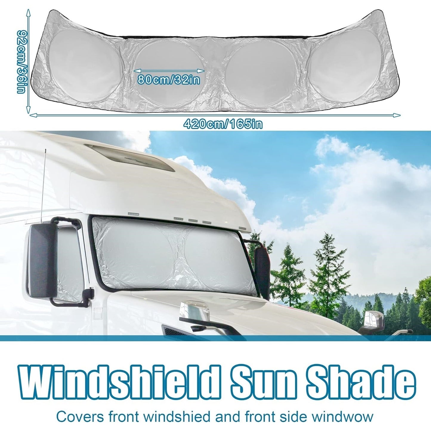for Peterbilt 579 Semi-Truck Windshield Side Window Sun Shade UV Block Cover