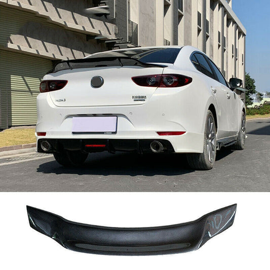 1X R style Carbon Rear Tail Trunk Spoiler Wing Lip Trim for Mazda 3 Sedan 19-23