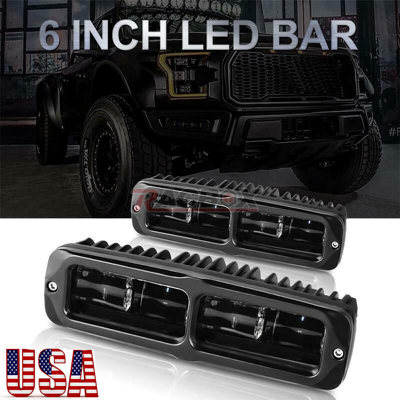 2X 6inch 6D LED Driving Work Light Bar Flood Spot White Offroad ATV SUV Fog Pods