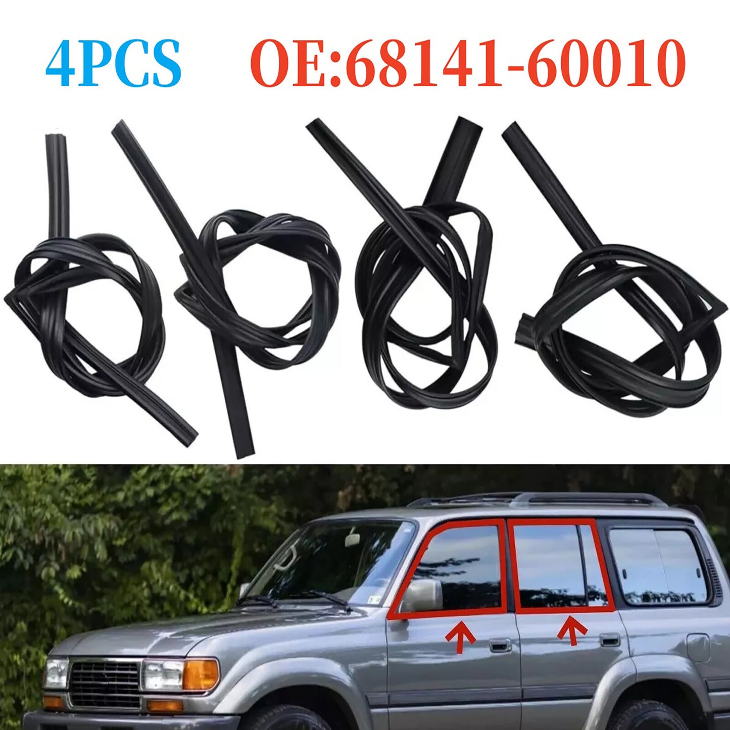 1991-97 for Toyota for Land Cruiser for Lexus LX450 Front Rear RHLH Door Glass Run
