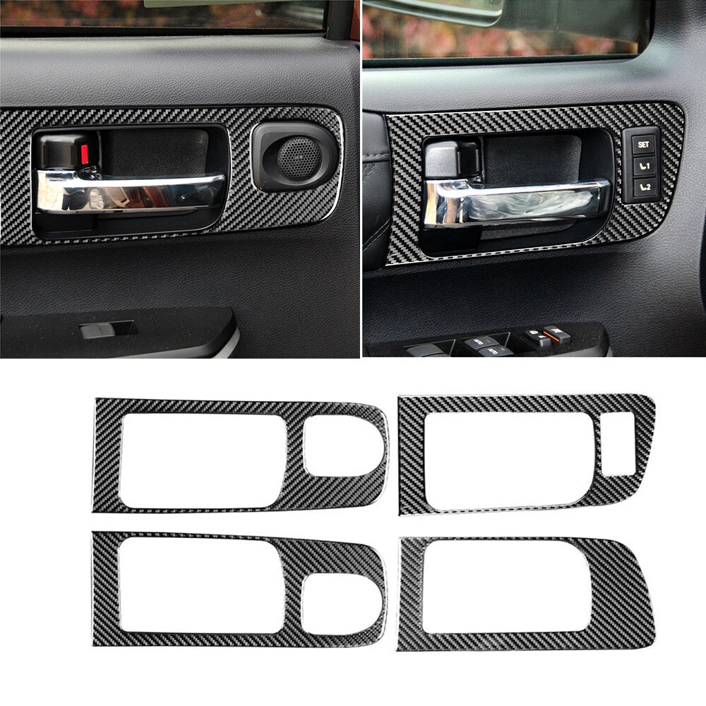 4¡Á Soft Carbon Fiber Interior Door Handle Panel Trim For T@yota Tundr@ 2014-2021