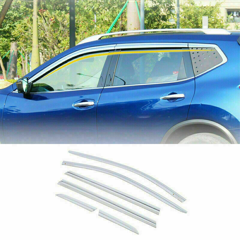 for Nissan Rogue X-Trail 14-2020 Chrome Window Visor Shades Sun Rain Guard Trim