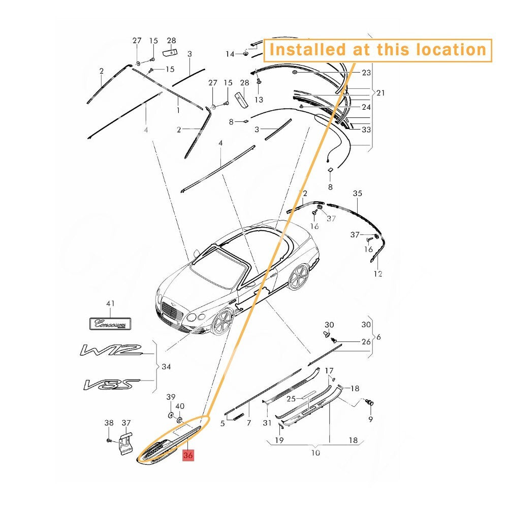 for Bentley GTGtc 16-19 fender vent grill kit. equipment manufacturer: 3W3821273B/74