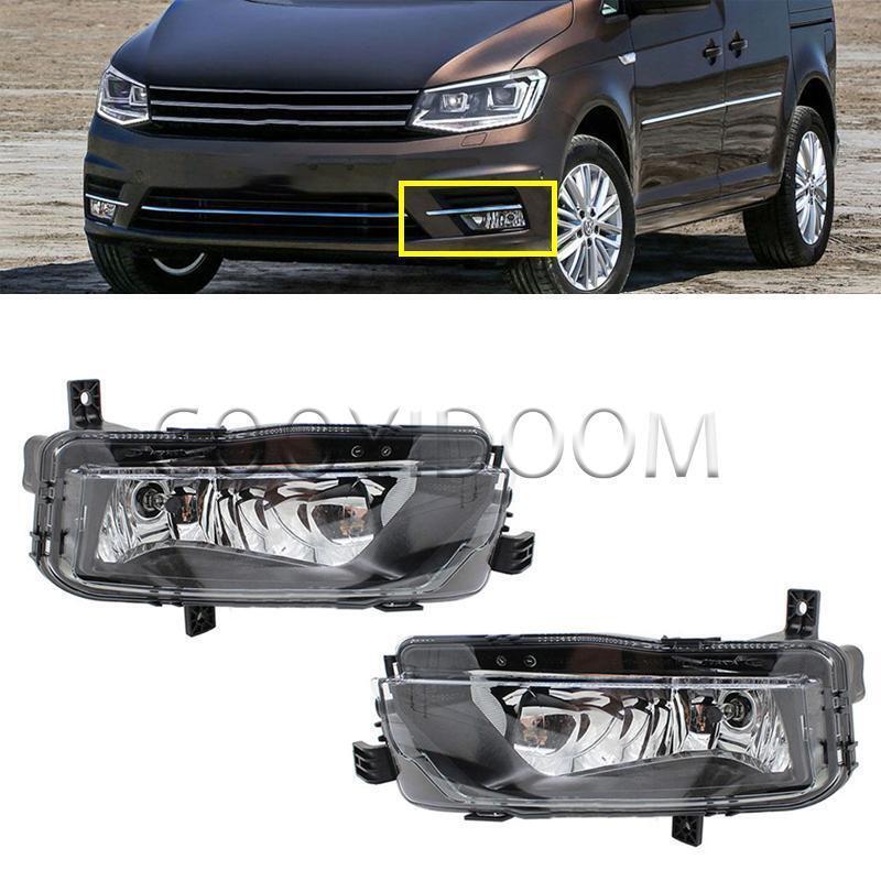A pair of front bumper fog lights with bulbs for Volkswagen Caddy 2016 - 2020.