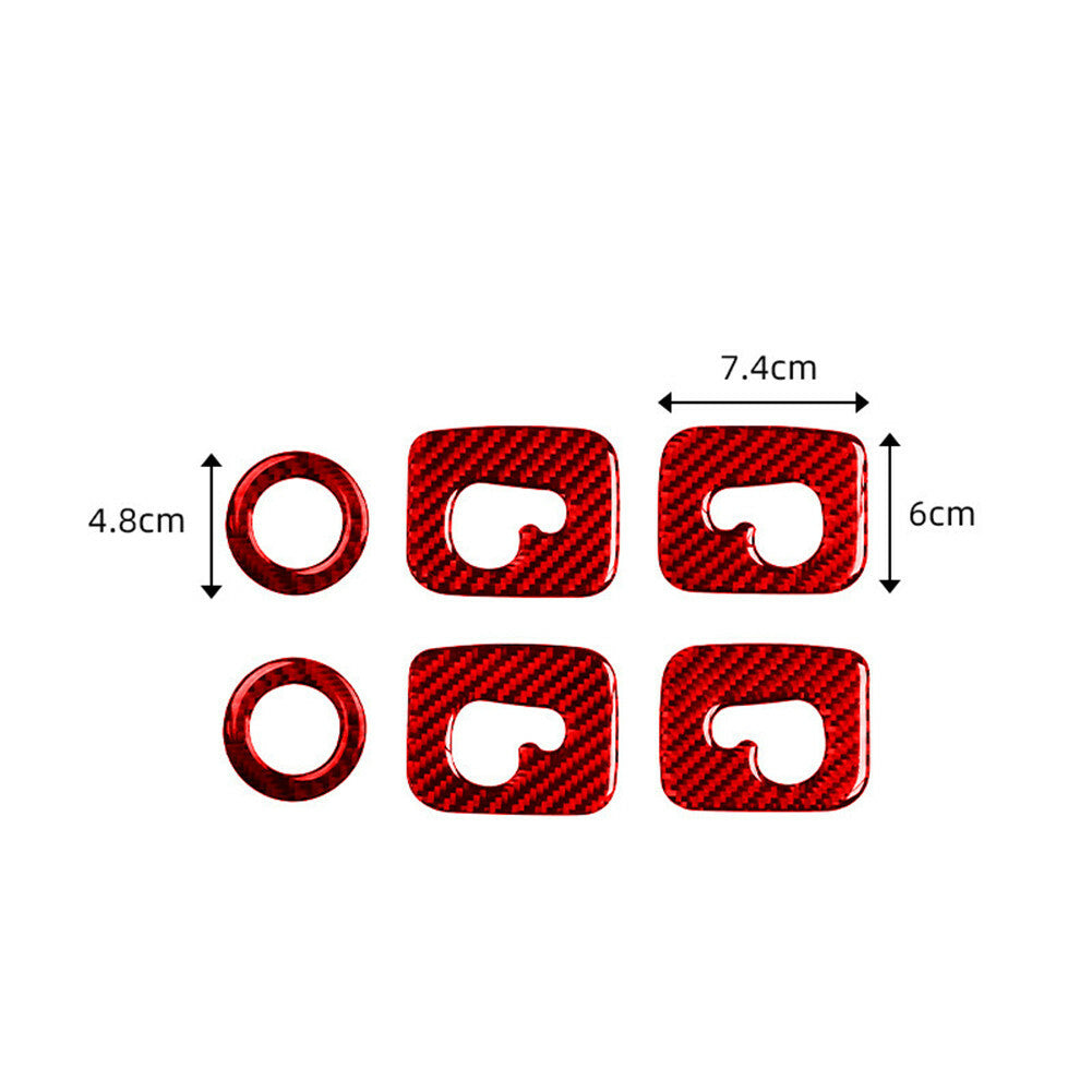 6Pcs for Audi Q5 2018-2021 Red Carbon Fiber Interior Roof Hook Cover Trim