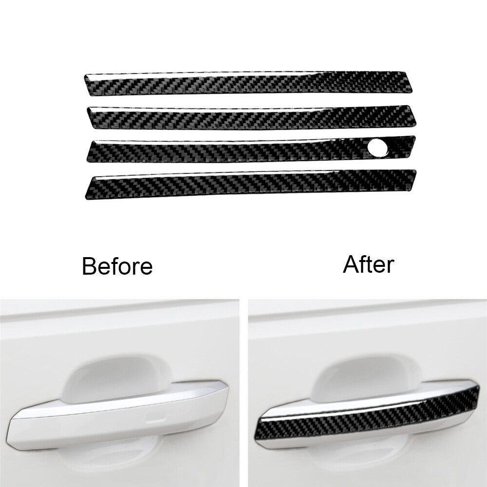 for Audi for A4 B9 2017-19 Carbon Fiber Outer Door Handrail Panel Cover Trim Sticker