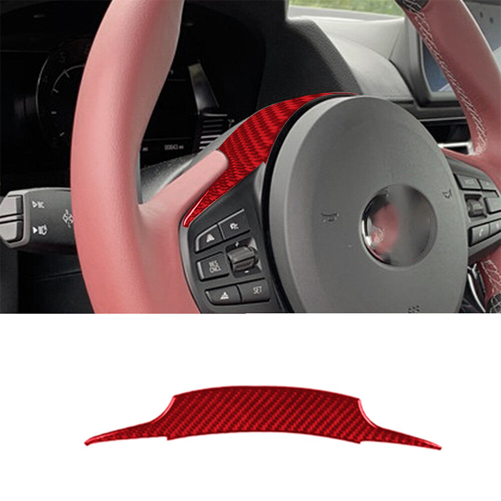 Red Carbon Fiber Interior Steering Wheel Cover Trim for Toyota Supra A90