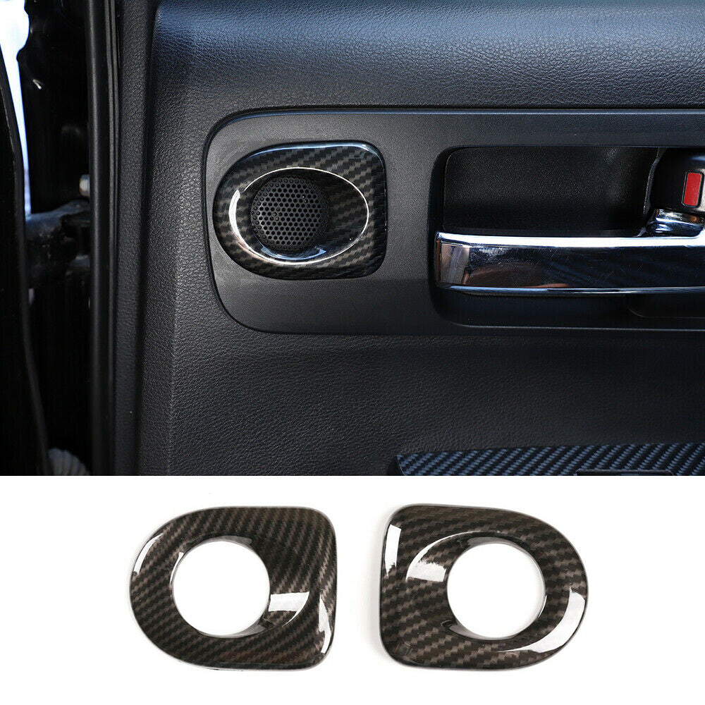 Carbon Fiber ABS Rear Door Speaker Cover Trim Decor for Toyota Tundra 2014-2021