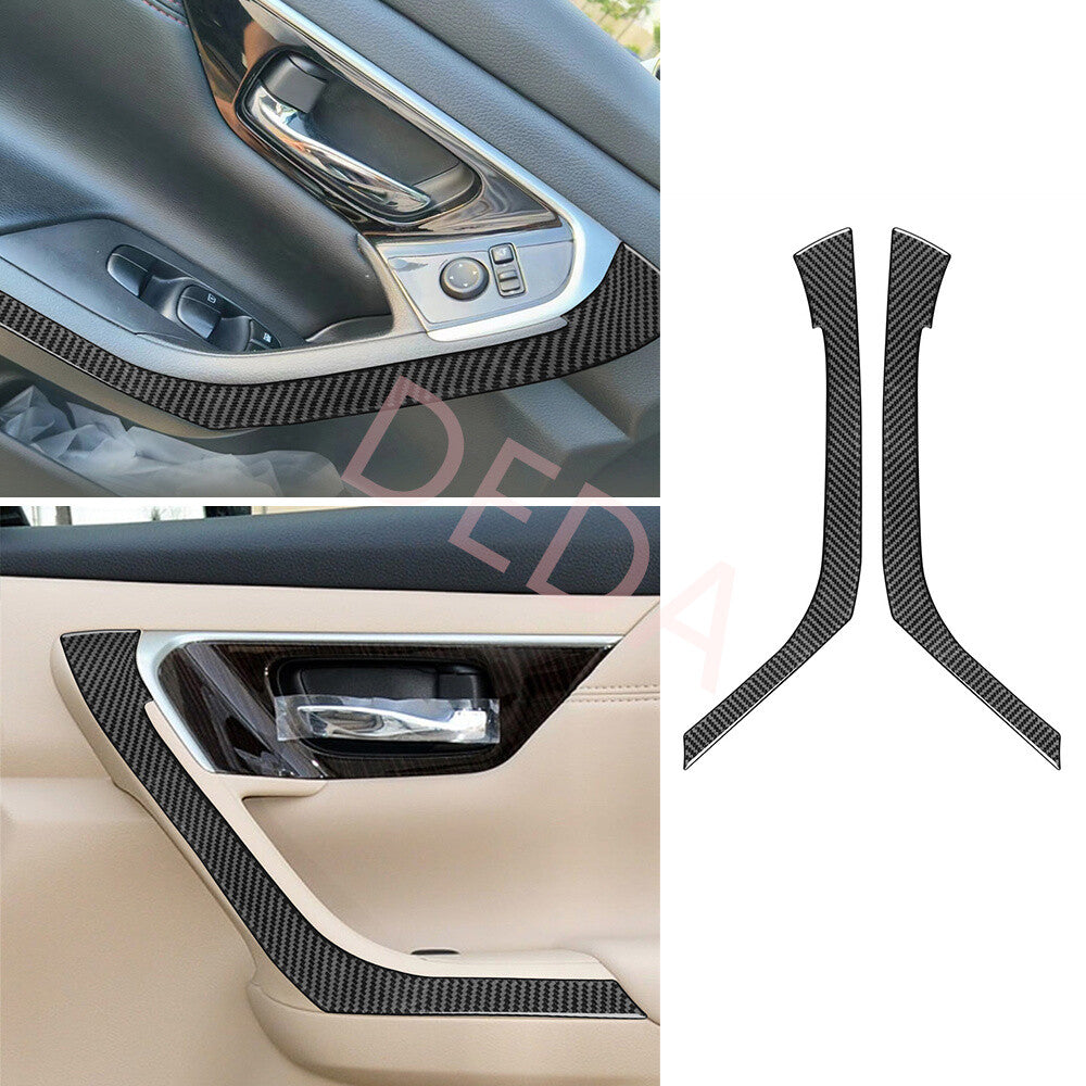 Carbon Fiber Inner Front Door Armrest Panel Trim for Nissan Altima Teana 2013-18