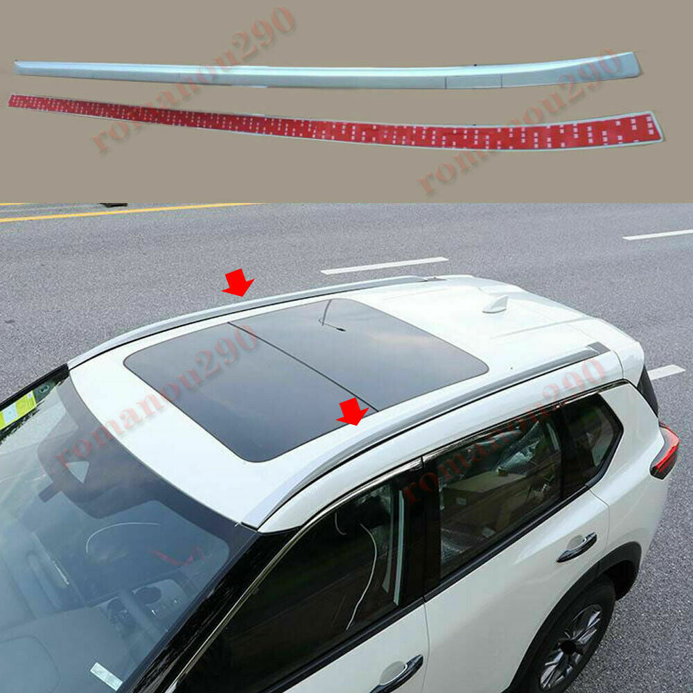 for Nissan Rogue 2021-2023 Silver Roof Rack Side Rails Luggage Decor Cover Trim