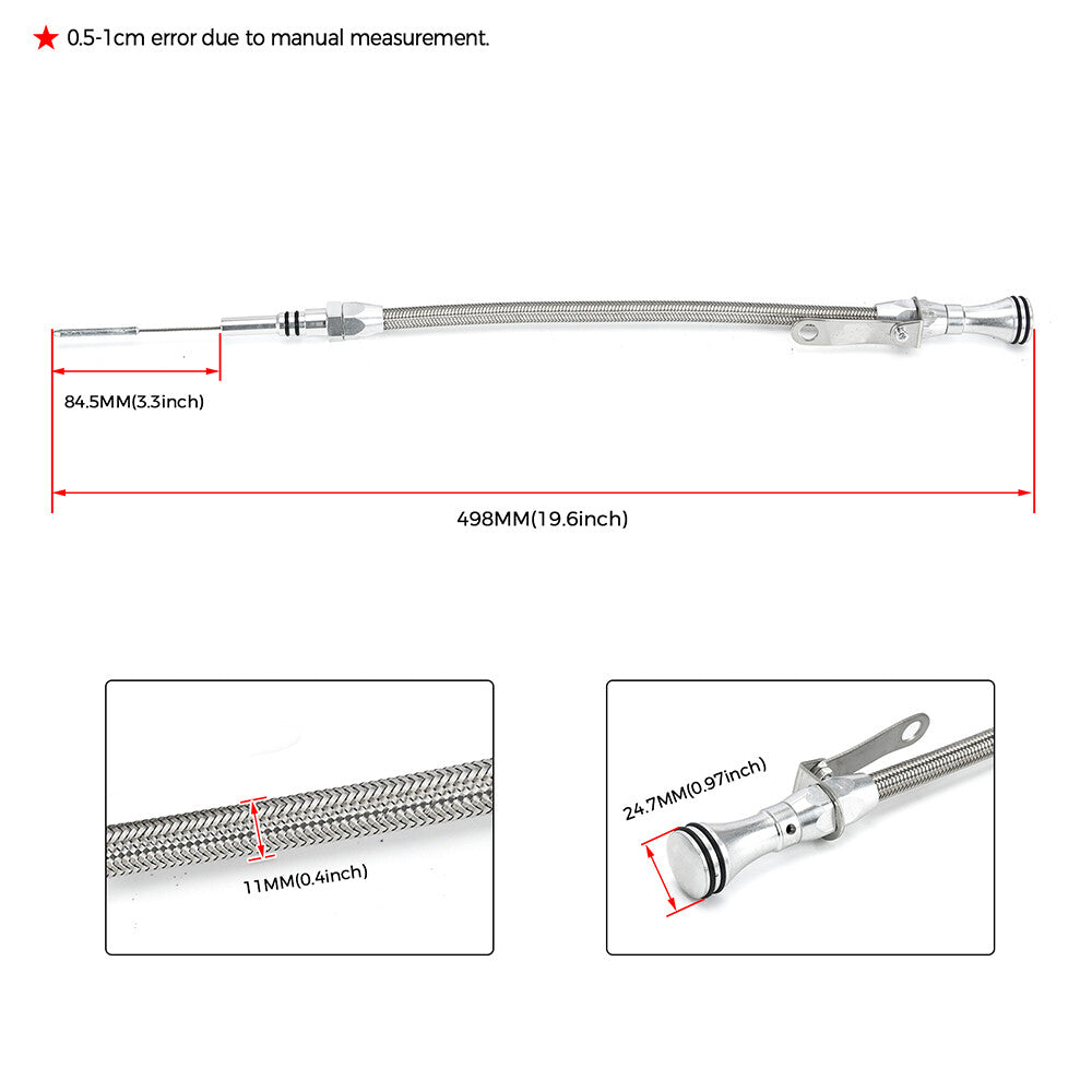 Chrome Big Block for Chevy Engine Oil Dipstick For 396 427 454 1965-1990 Engines