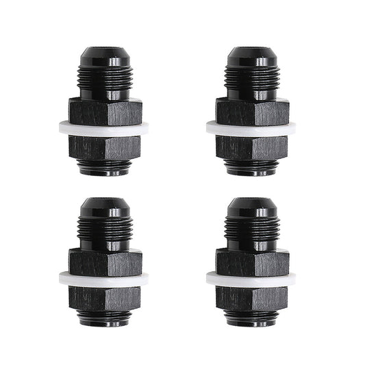 4Pcs Black 8 AN AN8 Flare Fuel Cell Bulkhead Fitting With Teflon Washer AN8