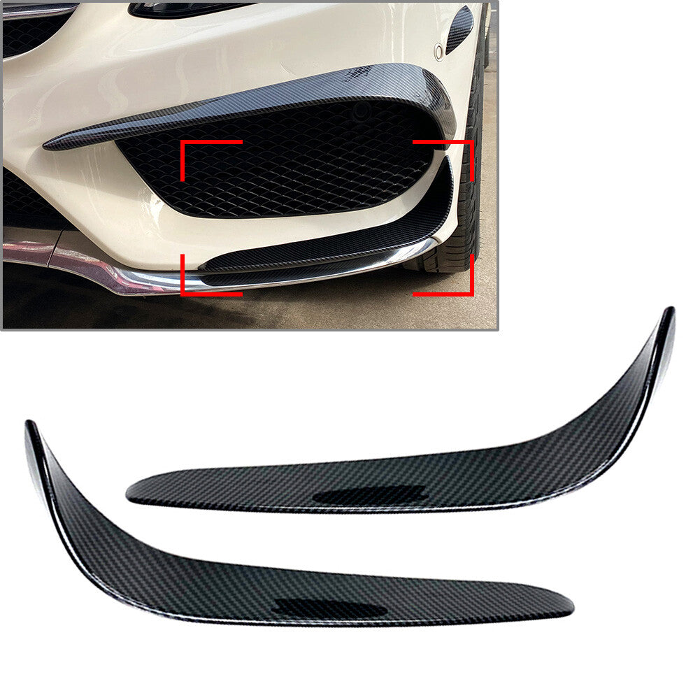 2x Front Bumper Lip Splitter Spoiler for Mercedes-Benz C-Class W205 15-18 Carbon