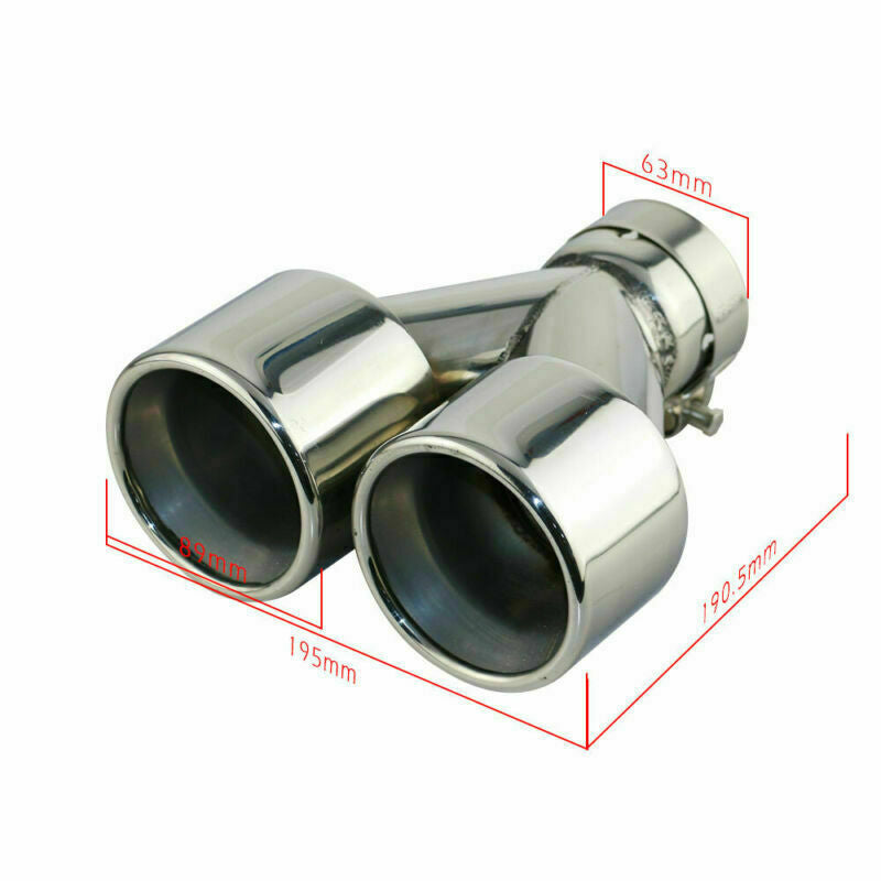 2pcs 2.5 ID 3.5'' OD Universal End Pipe Double Wall Exhaust Tips Clamp-on Tips
