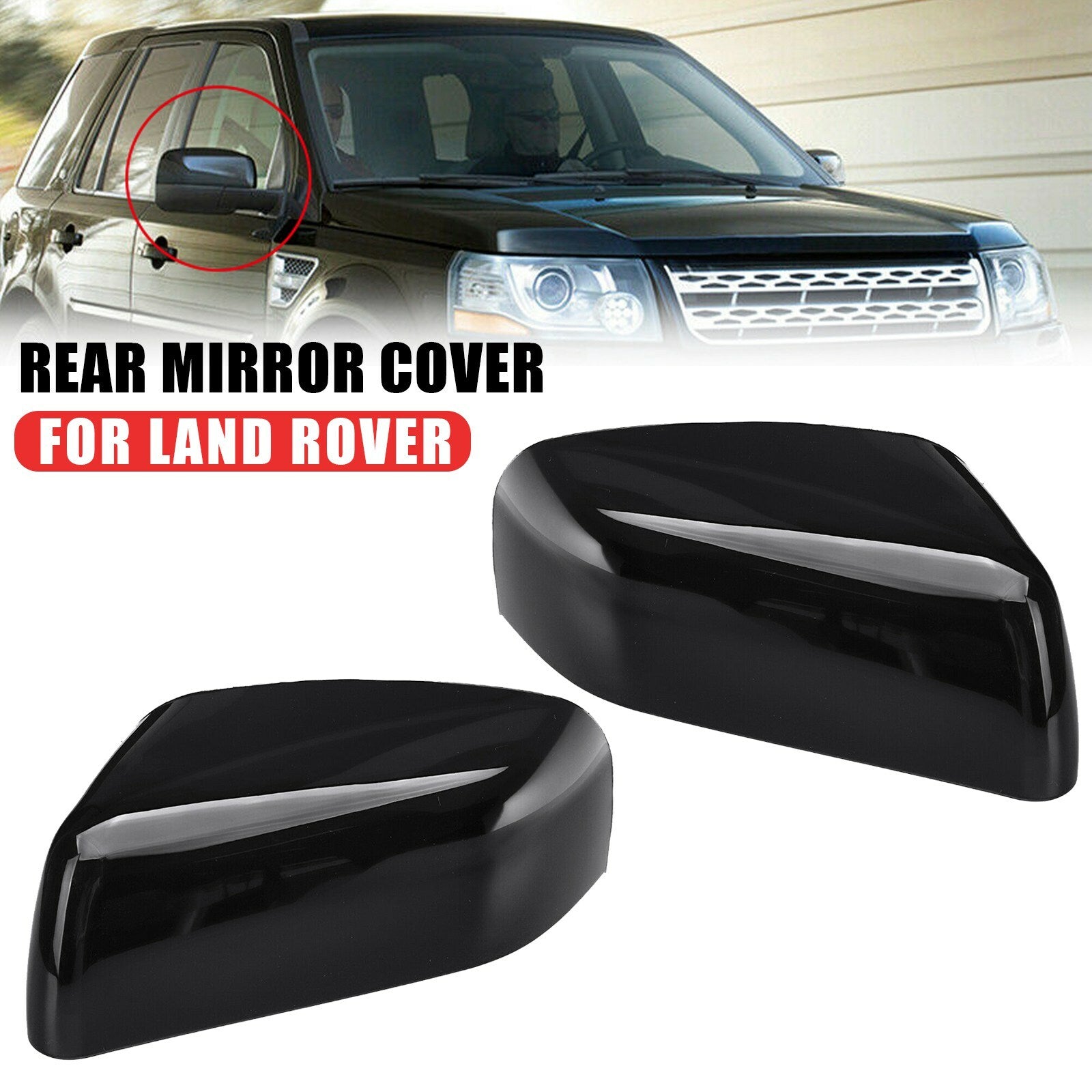 2Pcs Left Right Side Mirror Cover Cap fit for Land Rover LR2 LR4 2010-2014 AT