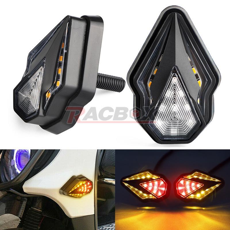 2X Motorcycle Flush Mount DRL LED Turn Signal Blinker Light Amber Red Sequential