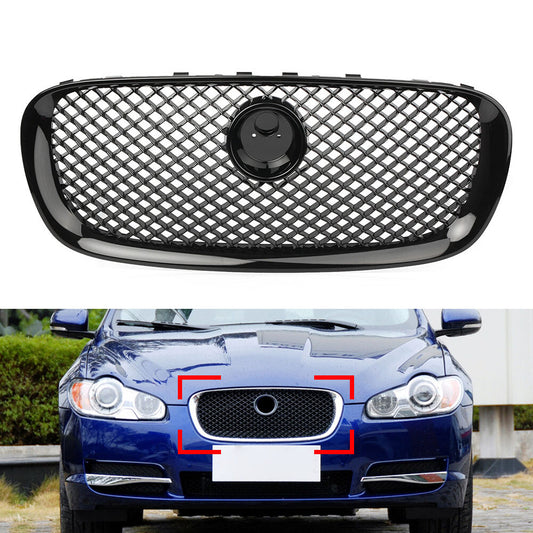 1X Car Front Bumper Grille Grill ABS Fit for Jaguar XF 2008-2011 10 All Black