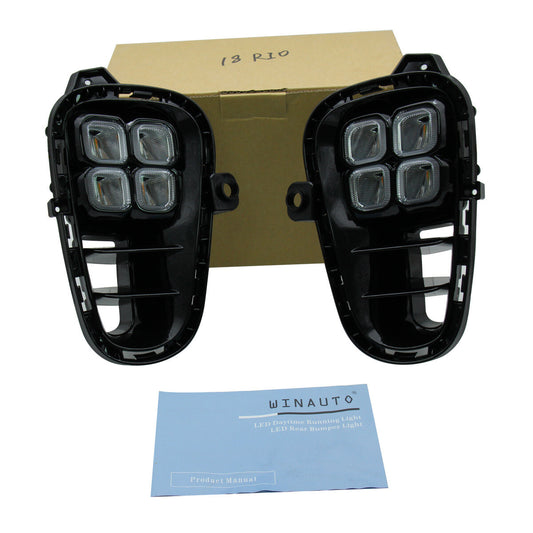 4-Eye LED Daytime Running Fog Lights (DRL) with Wiring Switch for Kia Rio 2018-2020