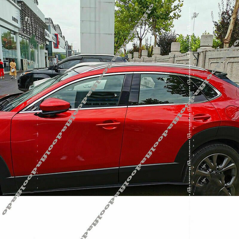Chrome Exterior Upper Window Strip Cover Trims Steel for Mazda CX-30 2020-2022