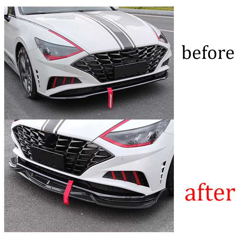 for Hyundai Sonata 2020-23 Grain Carbon Fiber Front Bumper Lip Spoiler Splitter