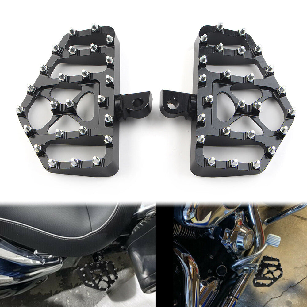 2¢ªFu?rasten Wide Fat MX Style Trittbrett Fur for Harley Dyna Touring Softail Schwarz