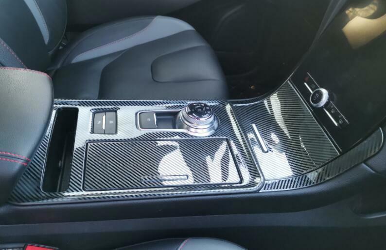 for Ford Edge 2019-2021 Steel Carbon Fiber Central Console Gear Shift Cover Trim