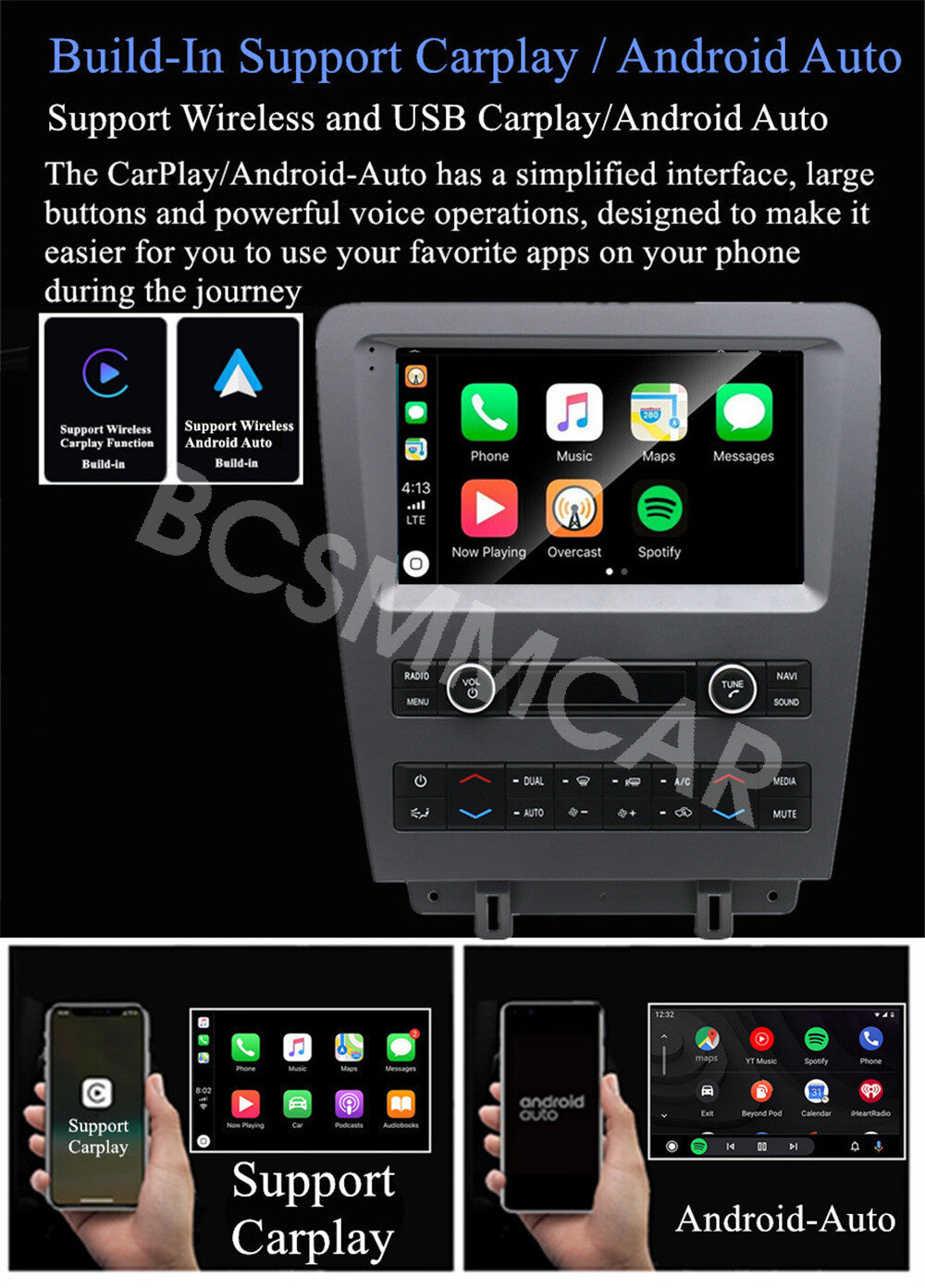 9 Android 13 Car Stereo Radio For Apple Carplay Fit For 2010-2014 for Ford for Mustang