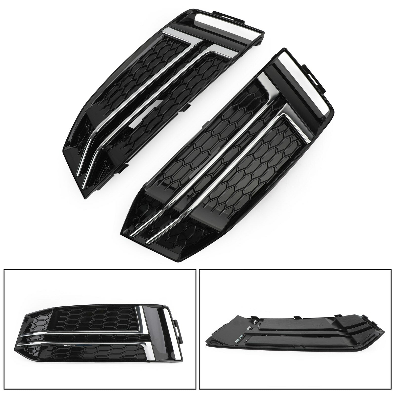Chrome front bumper fog light grille protector for 2016-2018 for Audi A4 B9 S-LINE