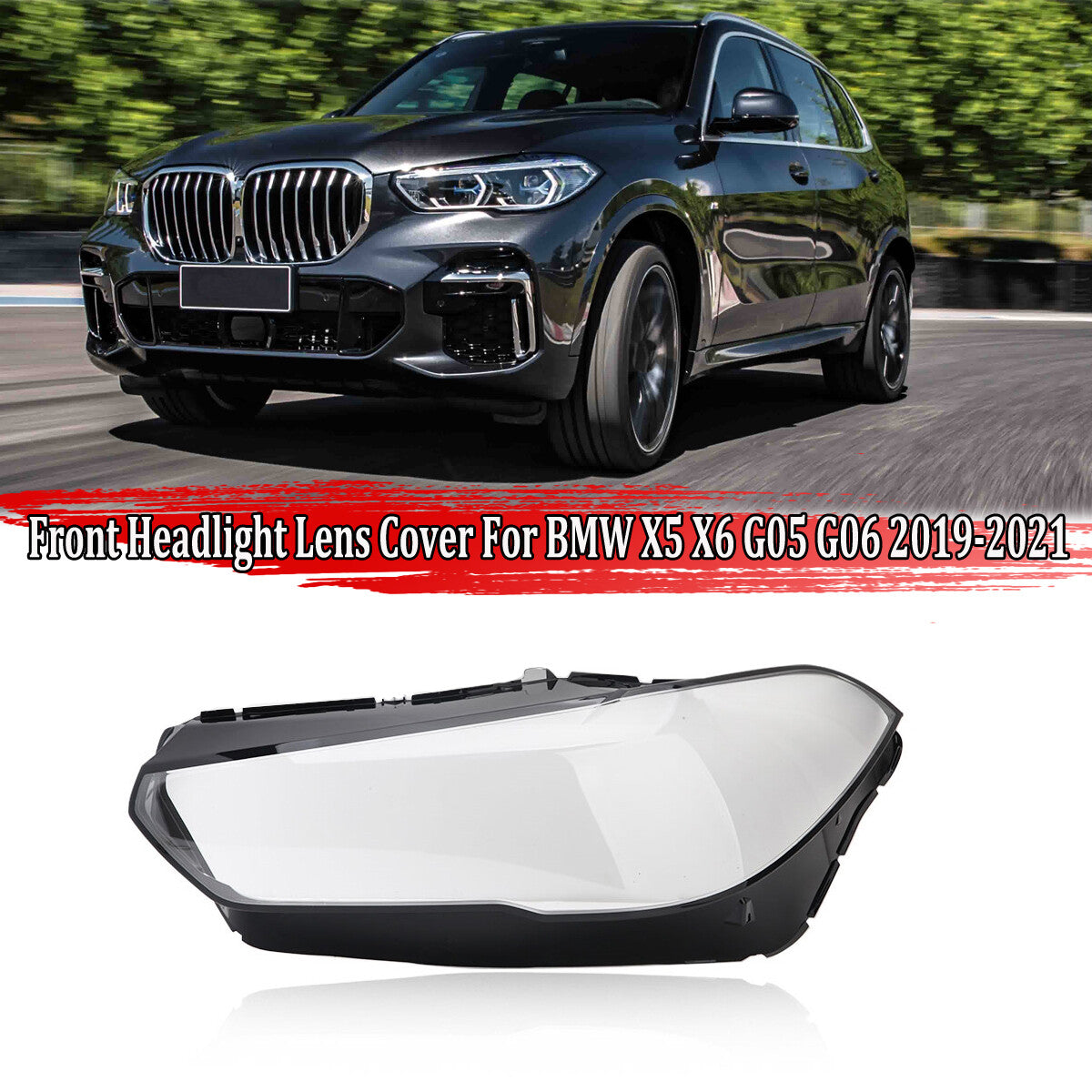 Front left headlight lens protective cover for BMW X5 G05 X6 G06 2019 2020 2021