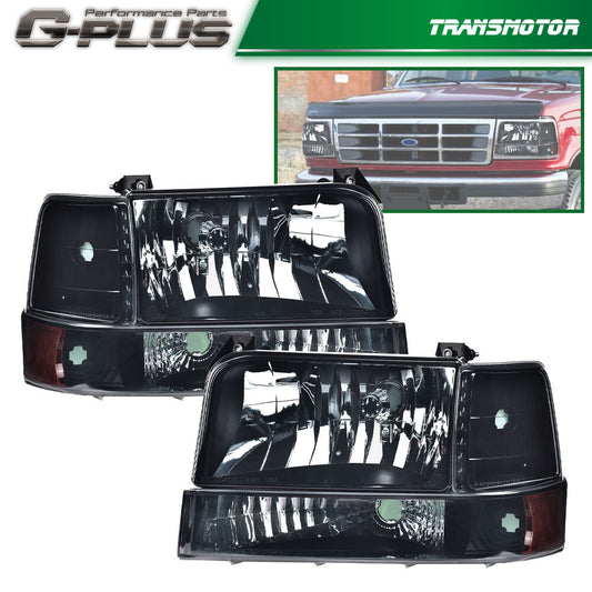 Suitable for 1992-1996 for Ford for Mustang 92-97 F Series Super Mission Smoked Lens Headlights