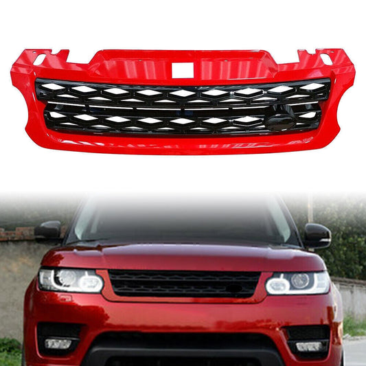 1x Front Grille Upper Grill ABS Fit for Range Rover Sport 2014-2017 2016 Black Red