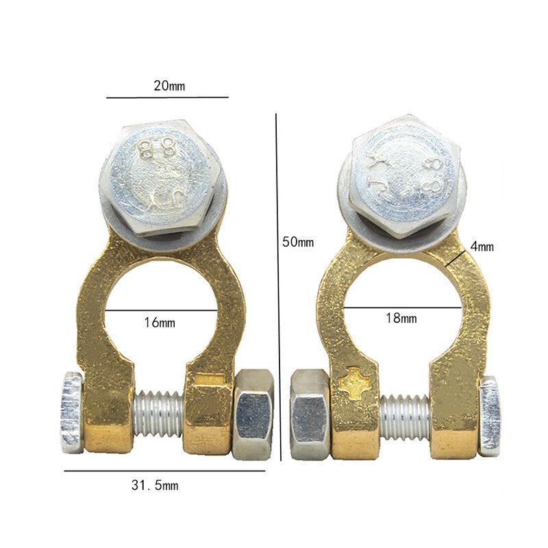 2-Piece Set of M10/M8 Automotive Battery Pure Copper Battery Clips and Cable Headers