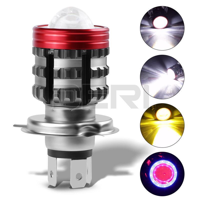 H4 LED Bulb Hi/Lo Beam Motorcycle Headlight Super Bright Kitswith Angel Eye