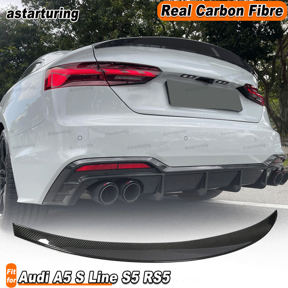 for Audi A5 S Line S5 RS5 Coupe 2017-24 Dry Carbon Fiber Rear Trunk Spoiler Wing