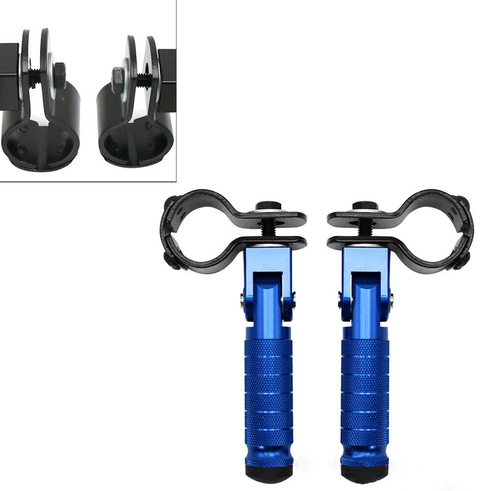 2x Blue Motorcycle Folding Rear Footpeg Kit Footrests Foot Peg Pedals 30mm-32mm