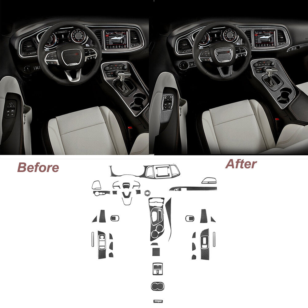 Carbon Fiber Interior Full Set Cover Trim Kit for Dodge for Challenger 2015-2020