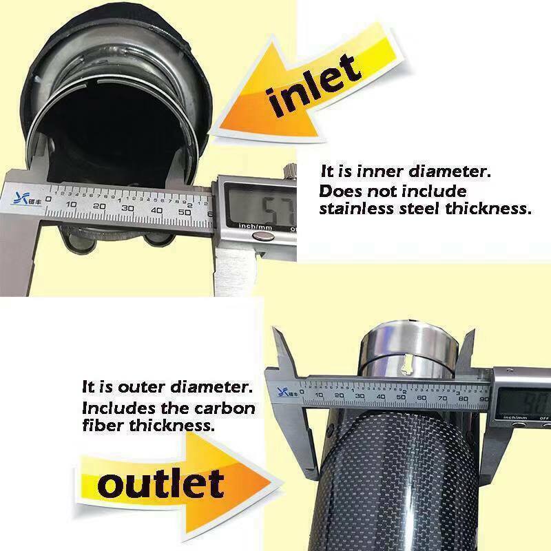 2PCS ID:2.5 63mm OD:4.0 101mm Akrapovic Carbon Fiber Exhaust Tip Dual Pipe