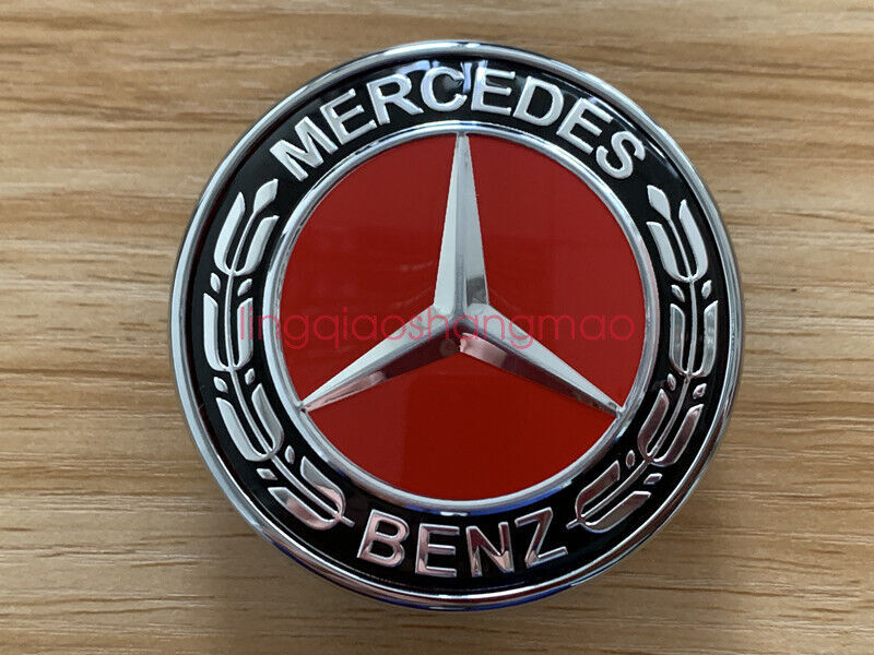 Front hood badge, red flat laurel wreath badge, suitable for Mercedes W213 E300 E400