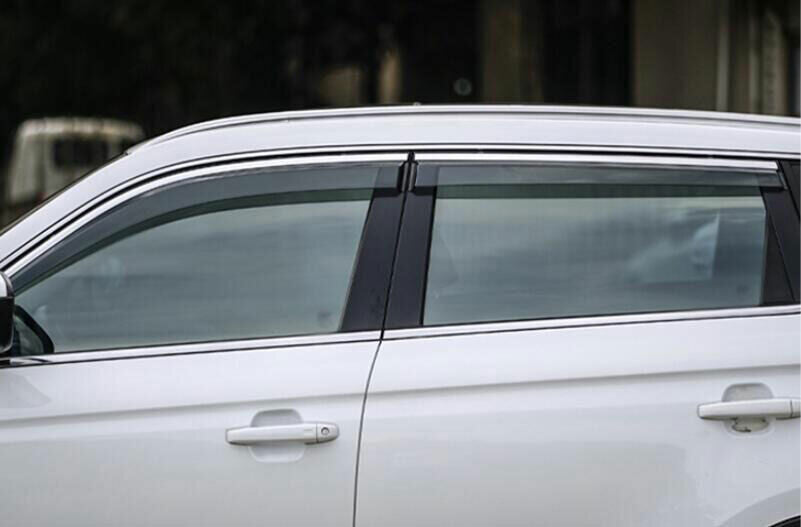 for Audi Q7 2016-2019 W/Chrome ABS Black Window Visor Shades Sun Rain Guard 4Pcs