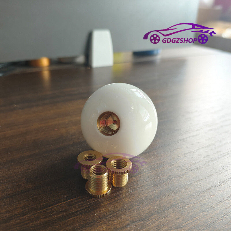 Glossy White Round Ball Universal Acrylic Shift Knob Manual Gear Shifter Head