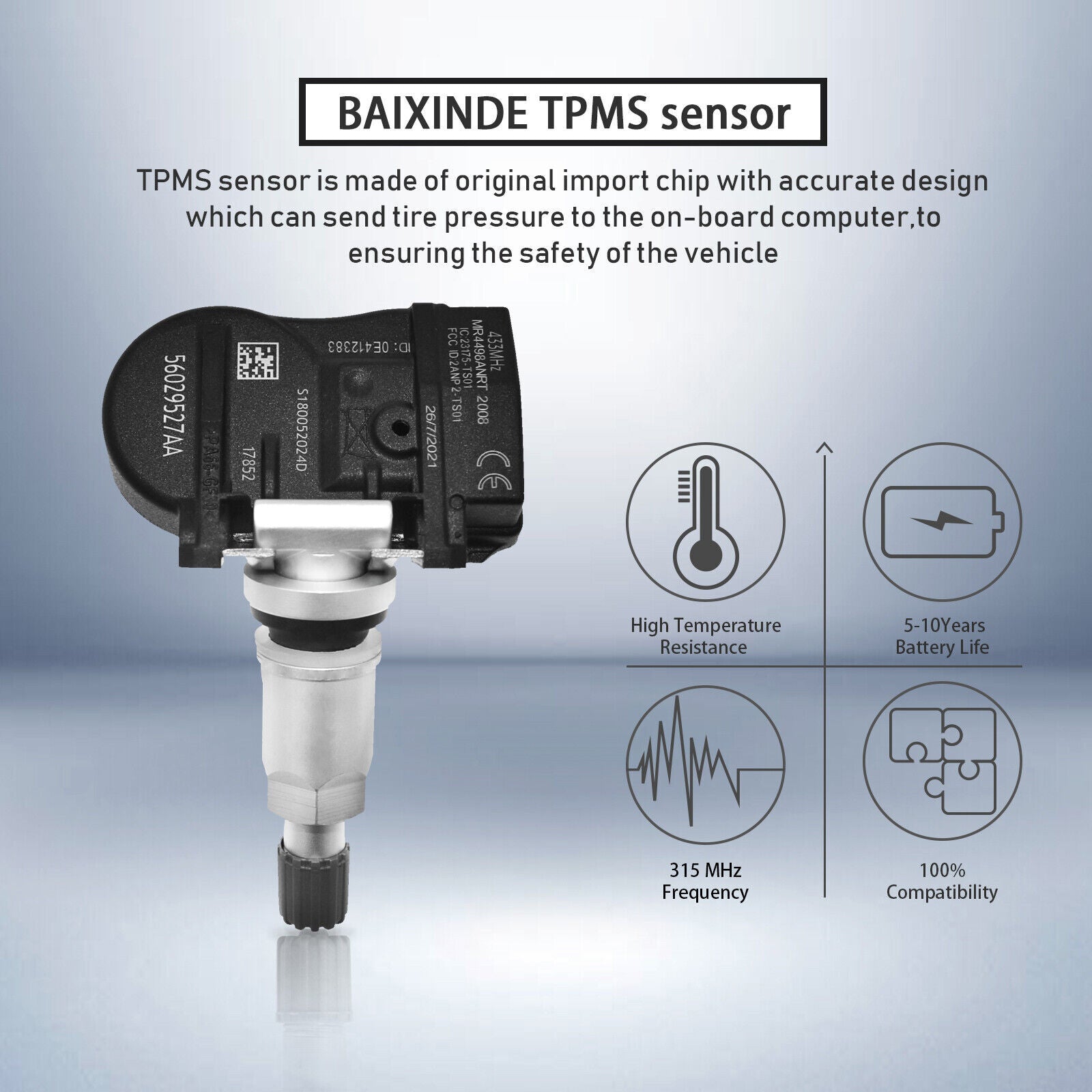 4x Tire Pressure Sensor TPMS 433MHz for 2012-2013 for Chrysler 200 for Dodge Avenger US