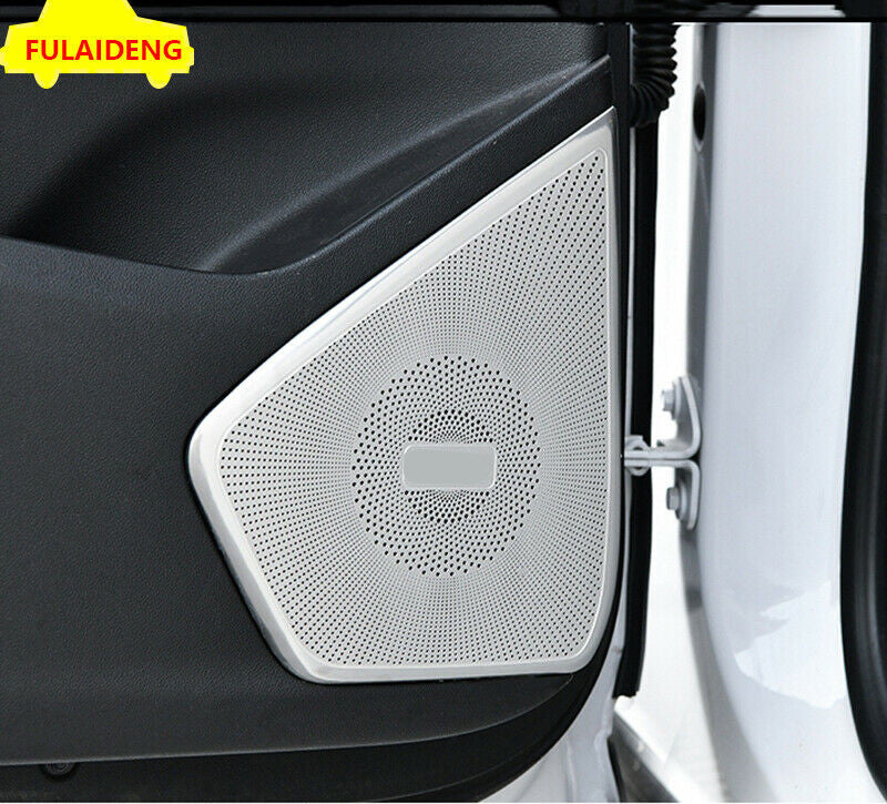 4 for Cadillac XT5 2016-2021 Matte Silver Steel Interior Door Speaker Cover Trim