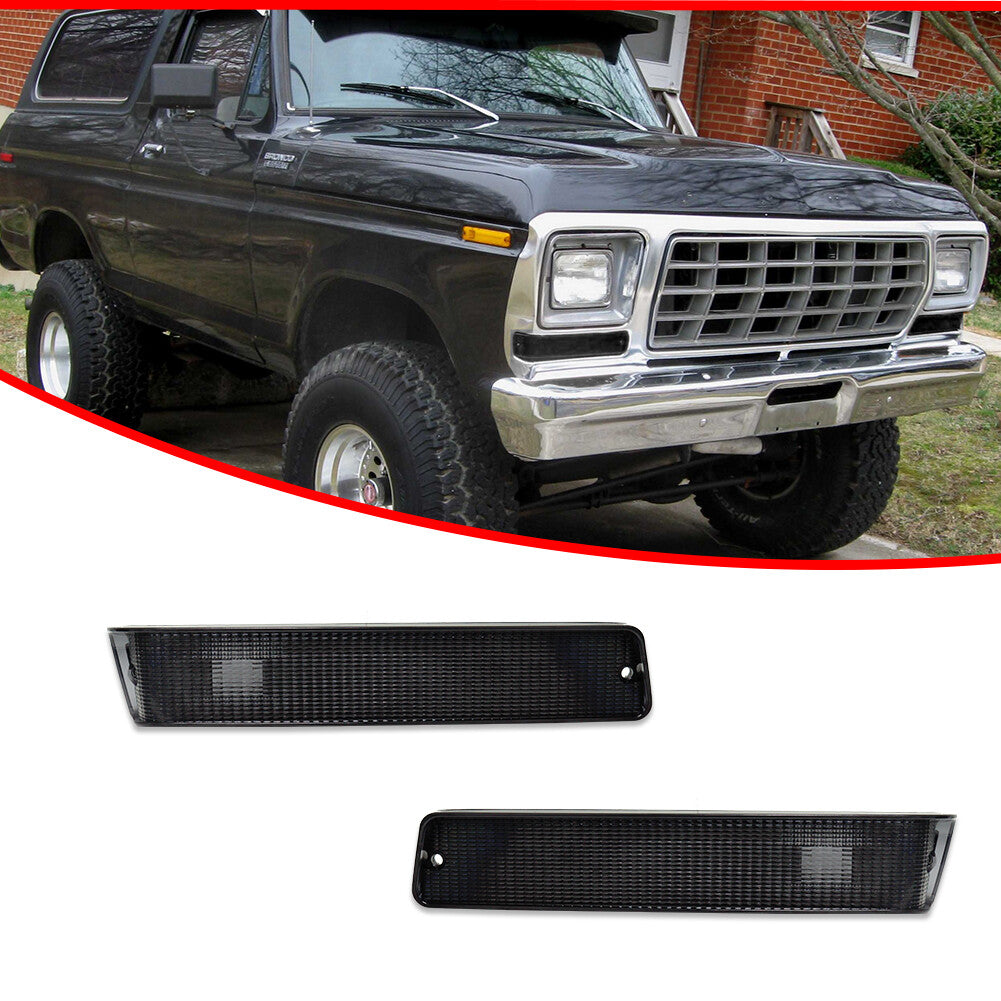 Suitable for 73-79 for Ford F-150 trucks and 78-79 for Mustang smoke front turn signal housing kit.